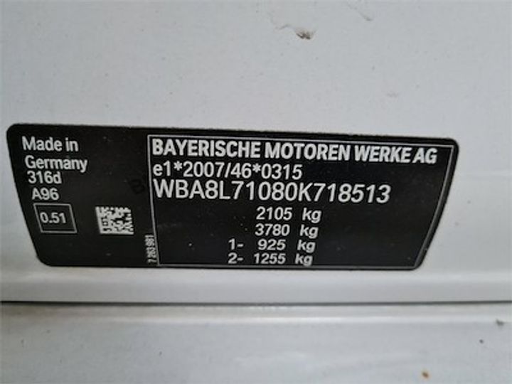 Photo 11 VIN: WBA8L71080K718513 - BMW 3 TOURING DIESEL - 2015 