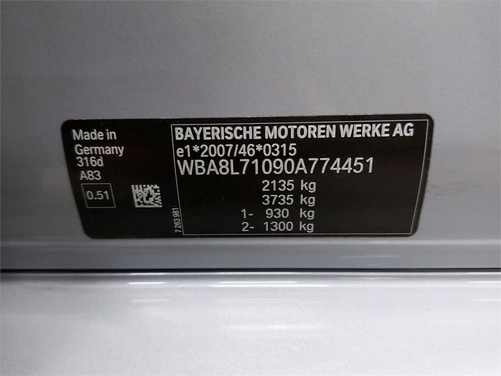 Photo 6 VIN: WBA8L71090A774451 - BMW 3 TOURING 