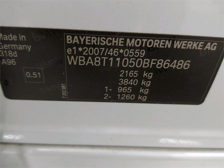 Photo 6 VIN: WBA8T11050BF86486 - BMW 3 GRAN TURISMO 