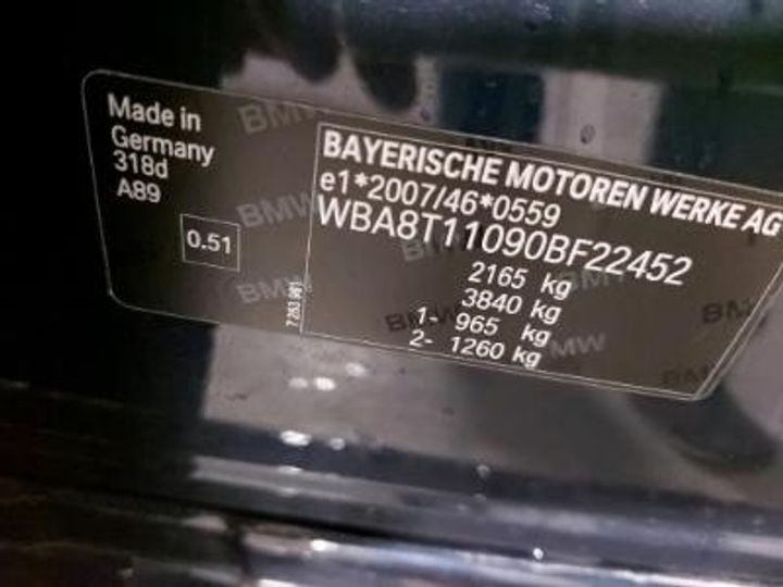 Photo 11 VIN: WBA8T11090BF22452 - BMW 3 GRAN TURISMO DIESEL - 2016 