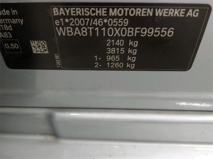 Photo 6 VIN: WBA8T110X0BF99556 - BMW 3 GRAN TURISMO 