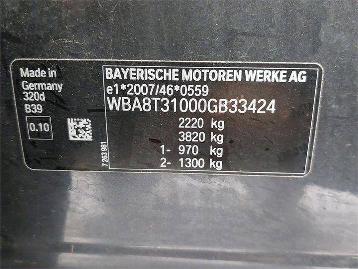 Photo 12 VIN: WBA8T31000GB33424 - BMW SRIE 3 GRAN TURISMO 