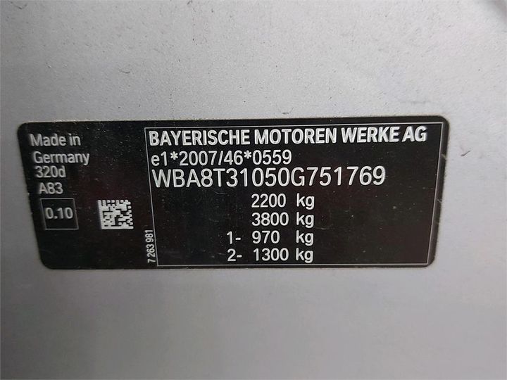 Photo 6 VIN: WBA8T31050G751769 - BMW 3 GRAN TURISMO 