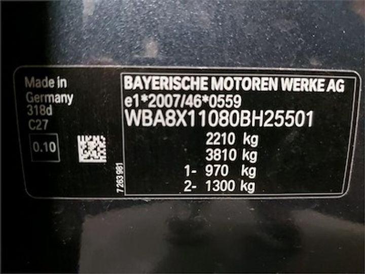 Photo 12 VIN: WBA8X11080BH25501 - BMW 3 GRAN TURISMO DIESEL - 2016 