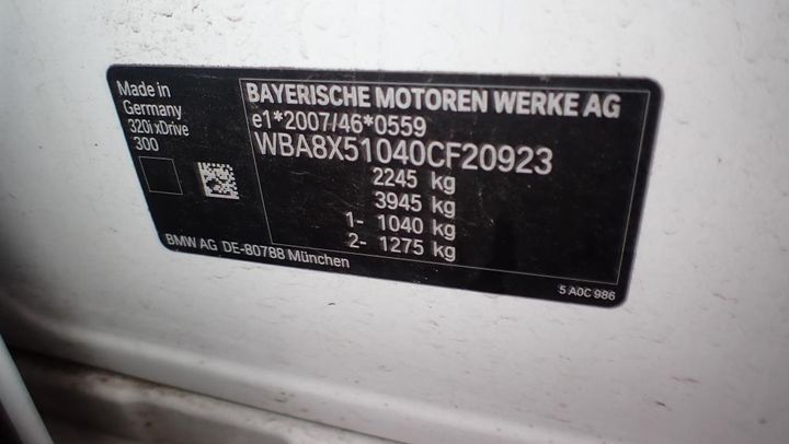 Photo 20 VIN: WBA8X51040CF20923 - BMW SERIA 3 