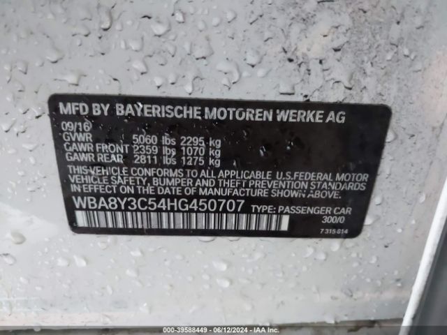 Photo 8 VIN: WBA8Y3C54HG450707 - BMW 340I 