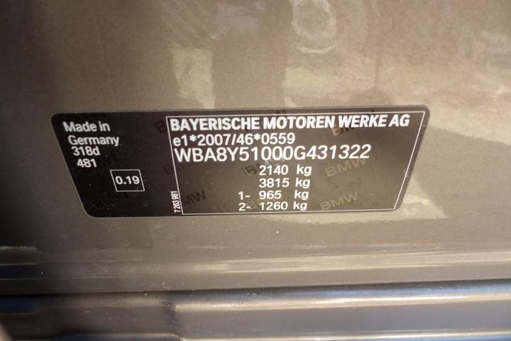 Photo 5 VIN: WBA8Y51000G431322 - BMW 3-REEKS GT 