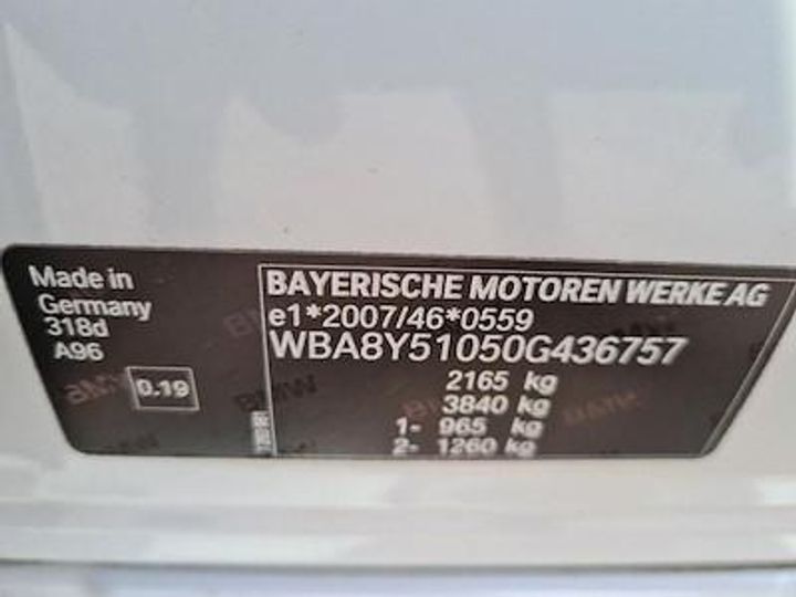 Photo 12 VIN: WBA8Y51050G436757 - BMW 3 GRAN TURISMO DIESEL 