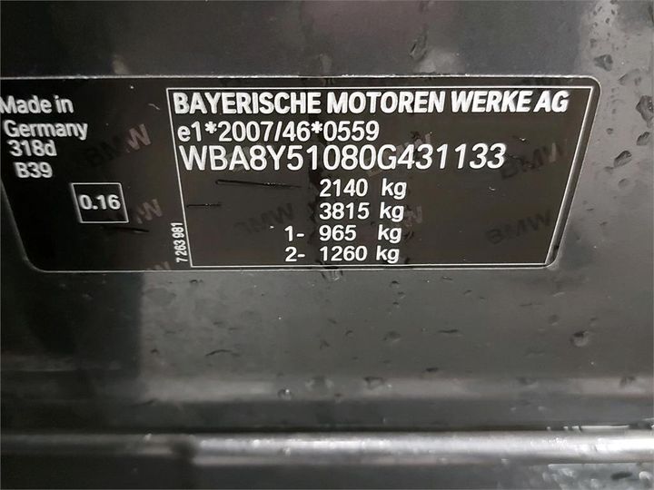 Photo 6 VIN: WBA8Y51080G431133 - BMW 3 GRAN TURISMO 