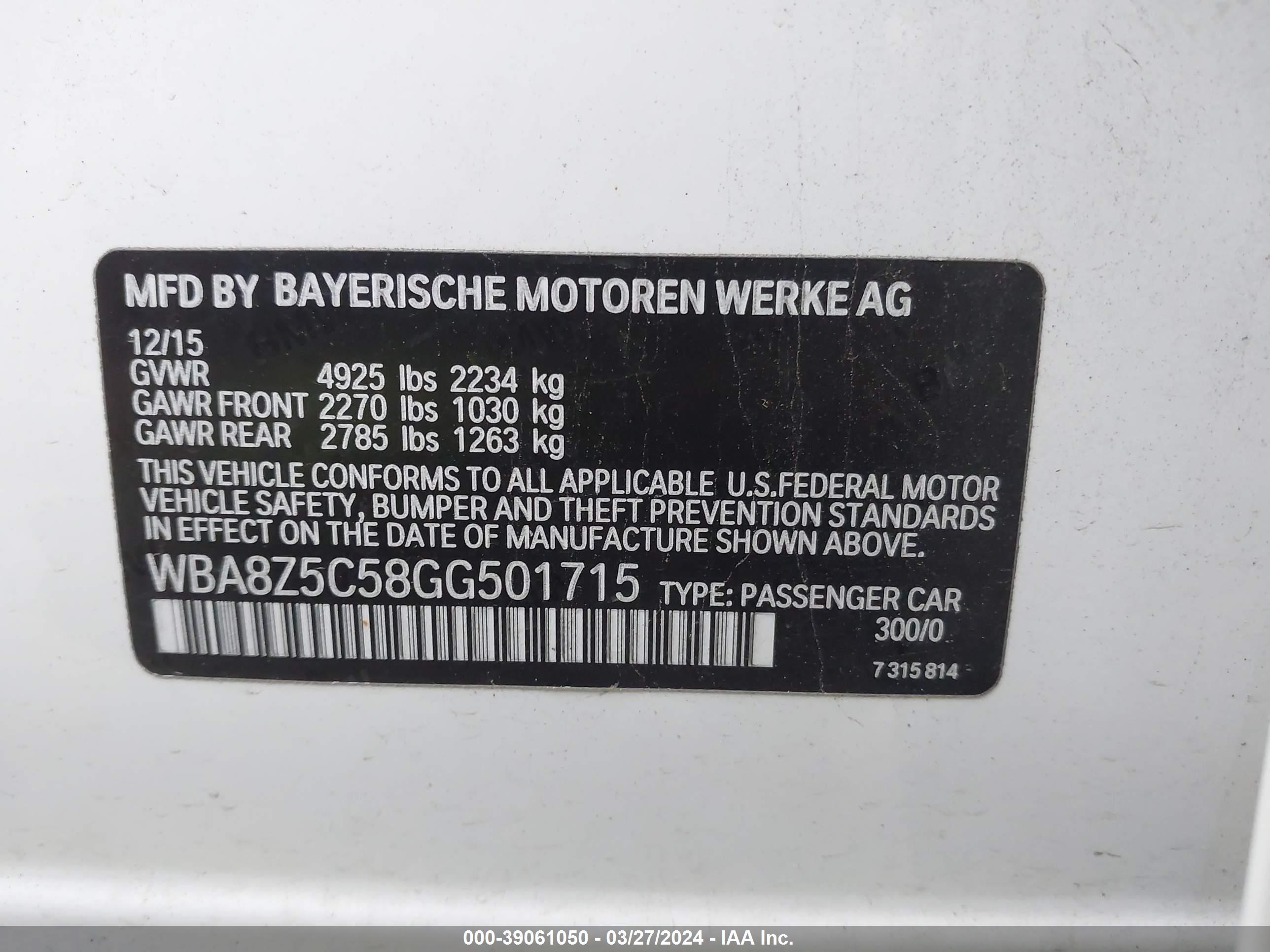 Photo 8 VIN: WBA8Z5C58GG501715 - BMW 3ER 