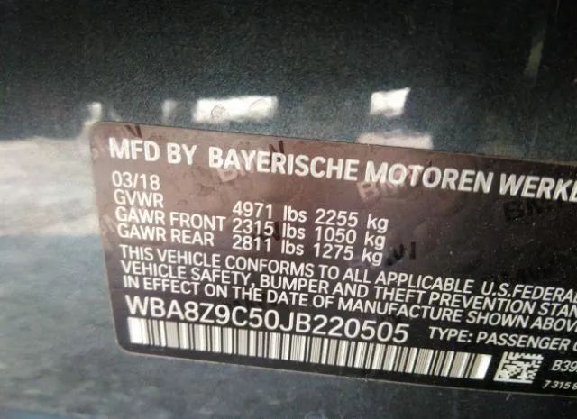 Photo 8 VIN: WBA8Z9C50JB220505 - BMW 330I 