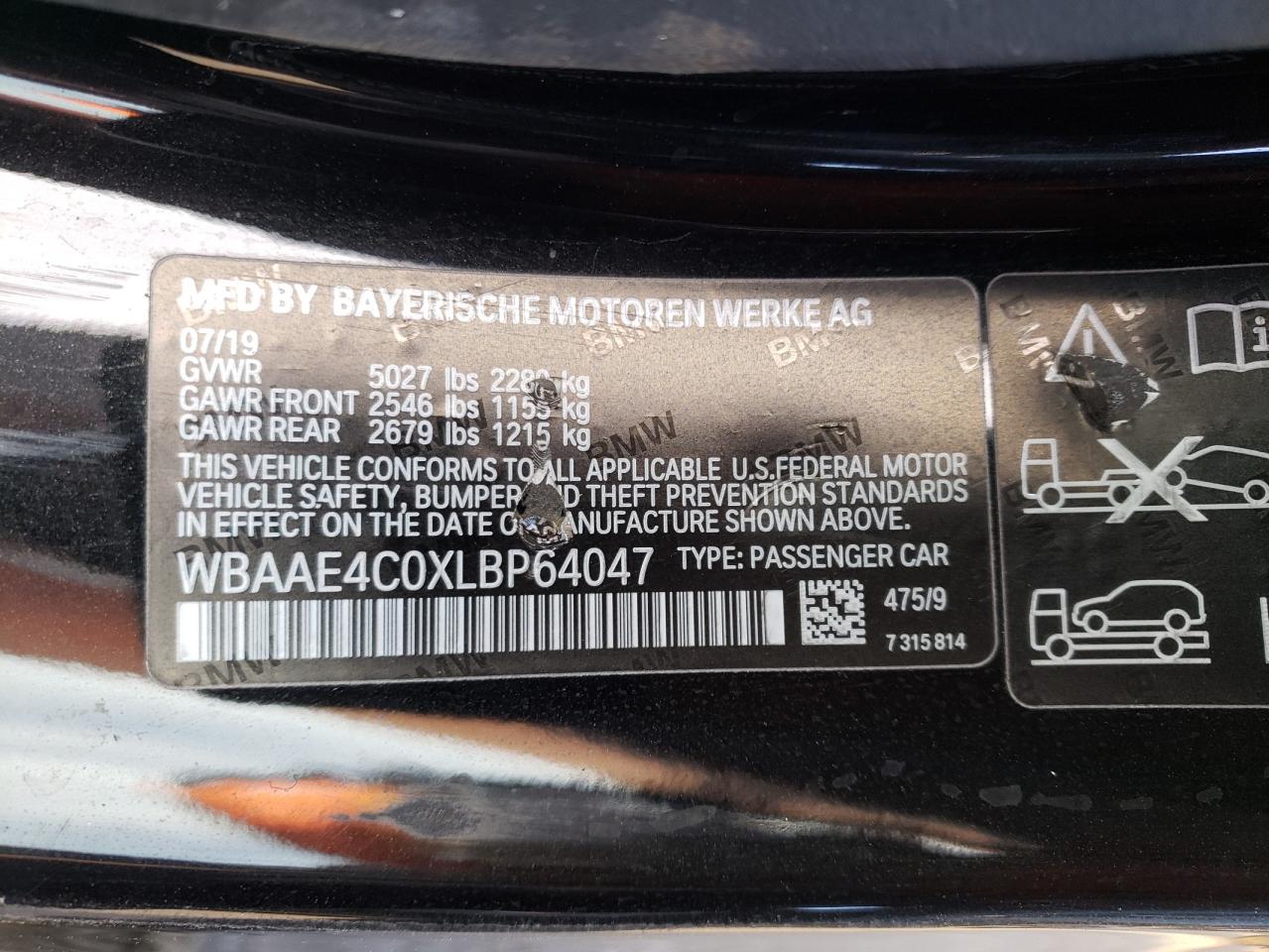 Photo 12 VIN: WBAAE4C0XLBP64047 - BMW 8ER 