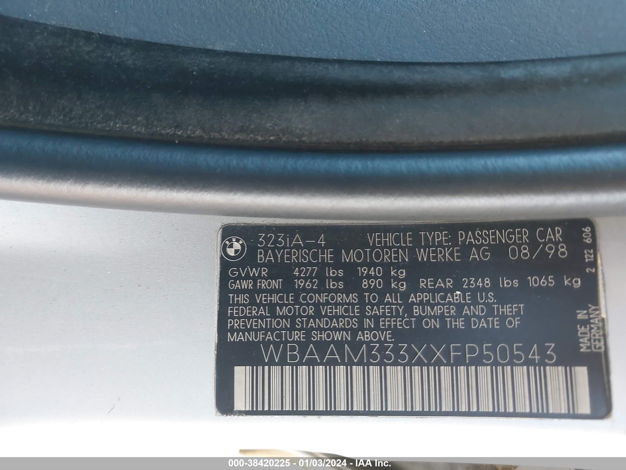 Photo 8 VIN: WBAAM333XXFP50543 - BMW 3ER 