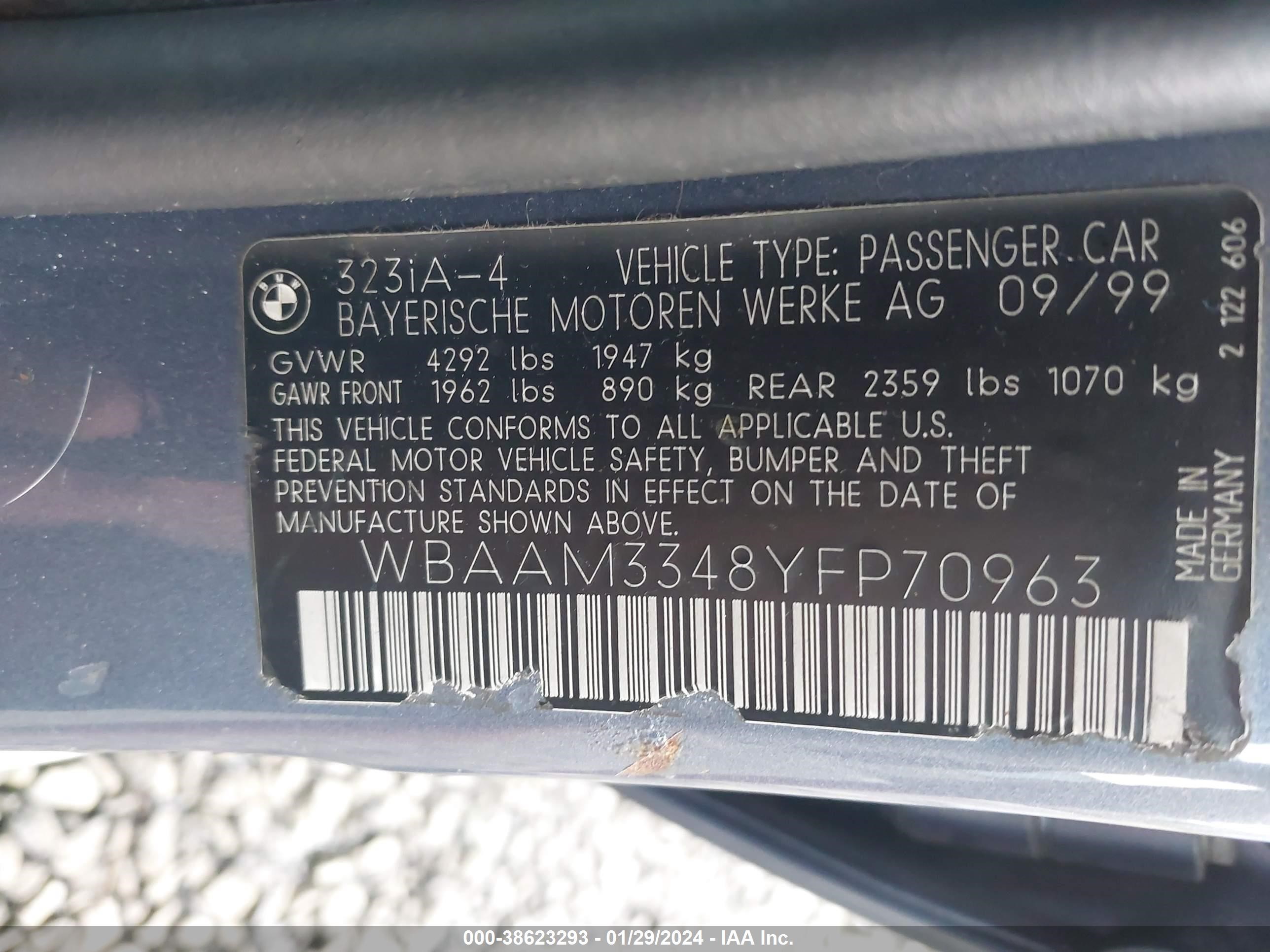 Photo 8 VIN: WBAAM3348YFP70963 - BMW 3ER 