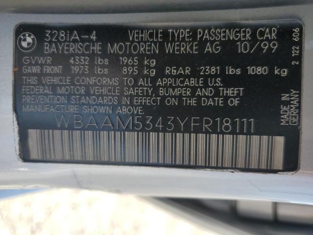 Photo 11 VIN: WBAAM5343YFR18111 - BMW 3 SERIES 