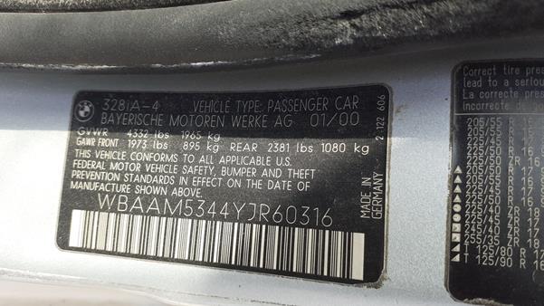 Photo 1 VIN: WBAAM5344YJR60316 - BMW 328I 