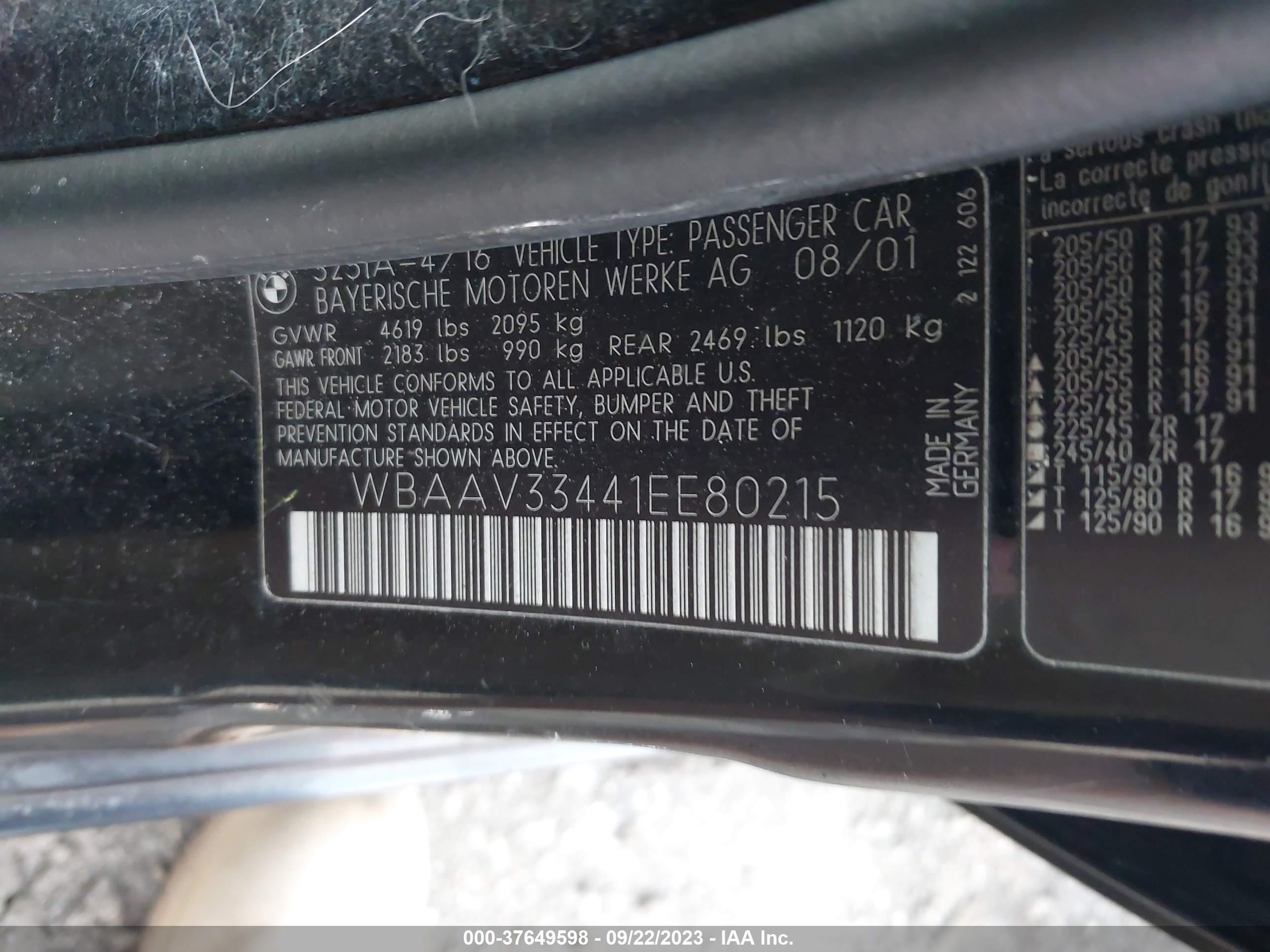 Photo 8 VIN: WBAAV33441EE80215 - BMW 3ER 