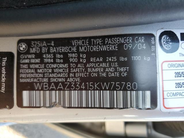 Photo 11 VIN: WBAAZ33415KW75780 - BMW 3 SERIES 