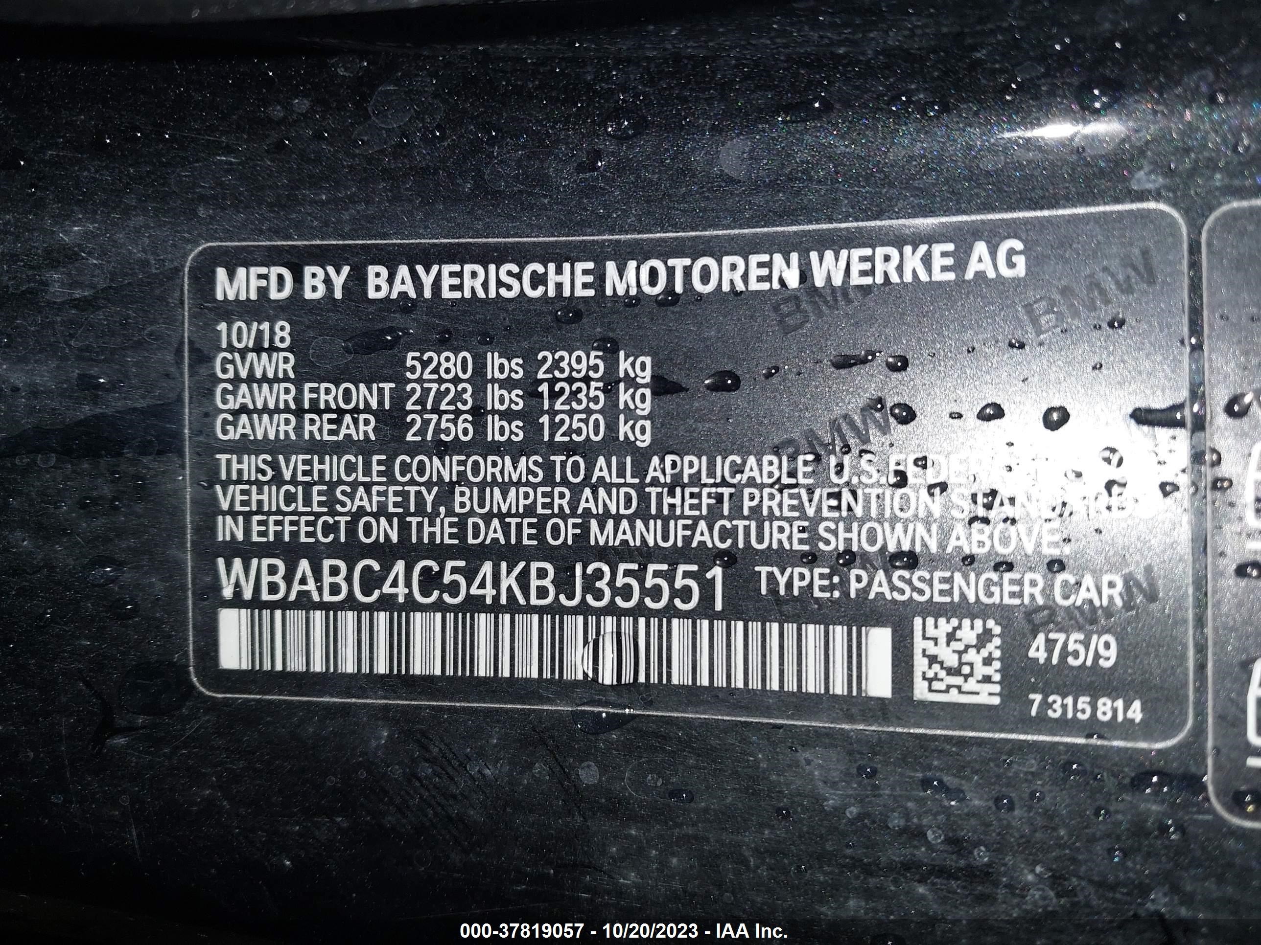 Photo 8 VIN: WBABC4C54KBJ35551 - BMW M850I 