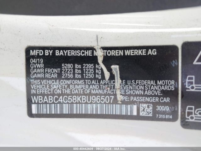 Photo 8 VIN: WBABC4C58KBU96507 - BMW 850I 