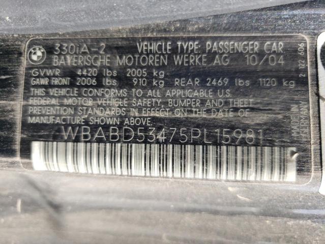 Photo 11 VIN: WBABD53475PL15981 - BMW 330 CI 