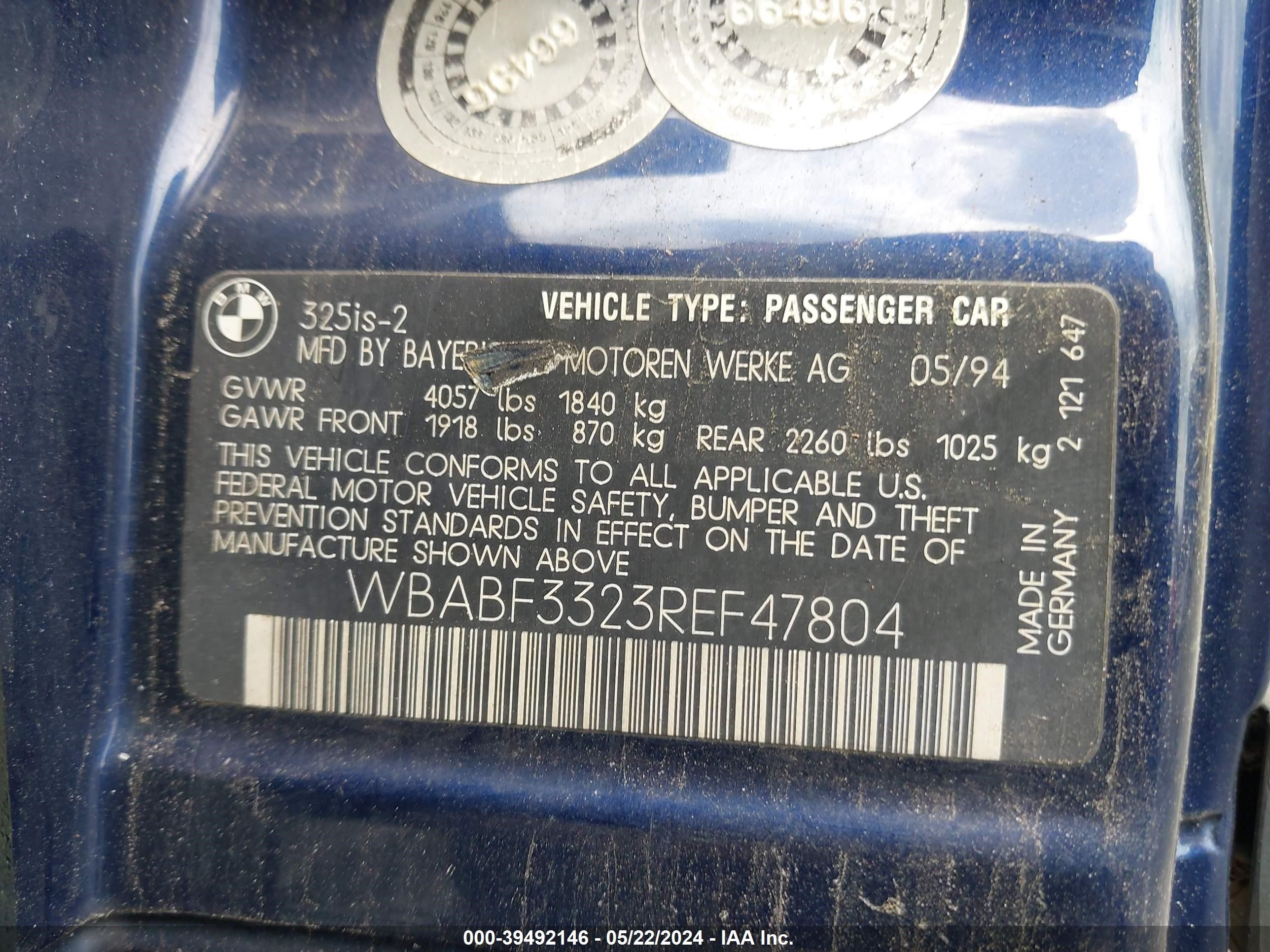 Photo 8 VIN: WBABF3323REF47804 - BMW 3ER 