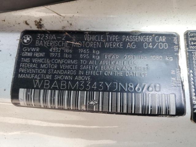 Photo 11 VIN: WBABM3343YJN86760 - BMW 323 CI 