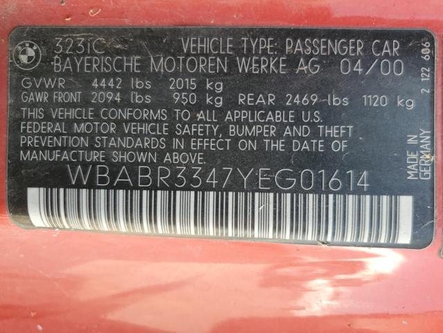 Photo 11 VIN: WBABR3347YEG01614 - BMW 3 SERIES 