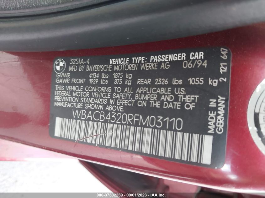 Photo 8 VIN: WBACB4320RFM03110 - BMW 3ER 