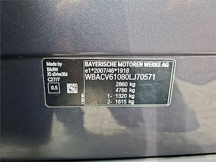 Photo 11 VIN: WBACV61080LJ70571 - BMW X5 DIESEL - 201 