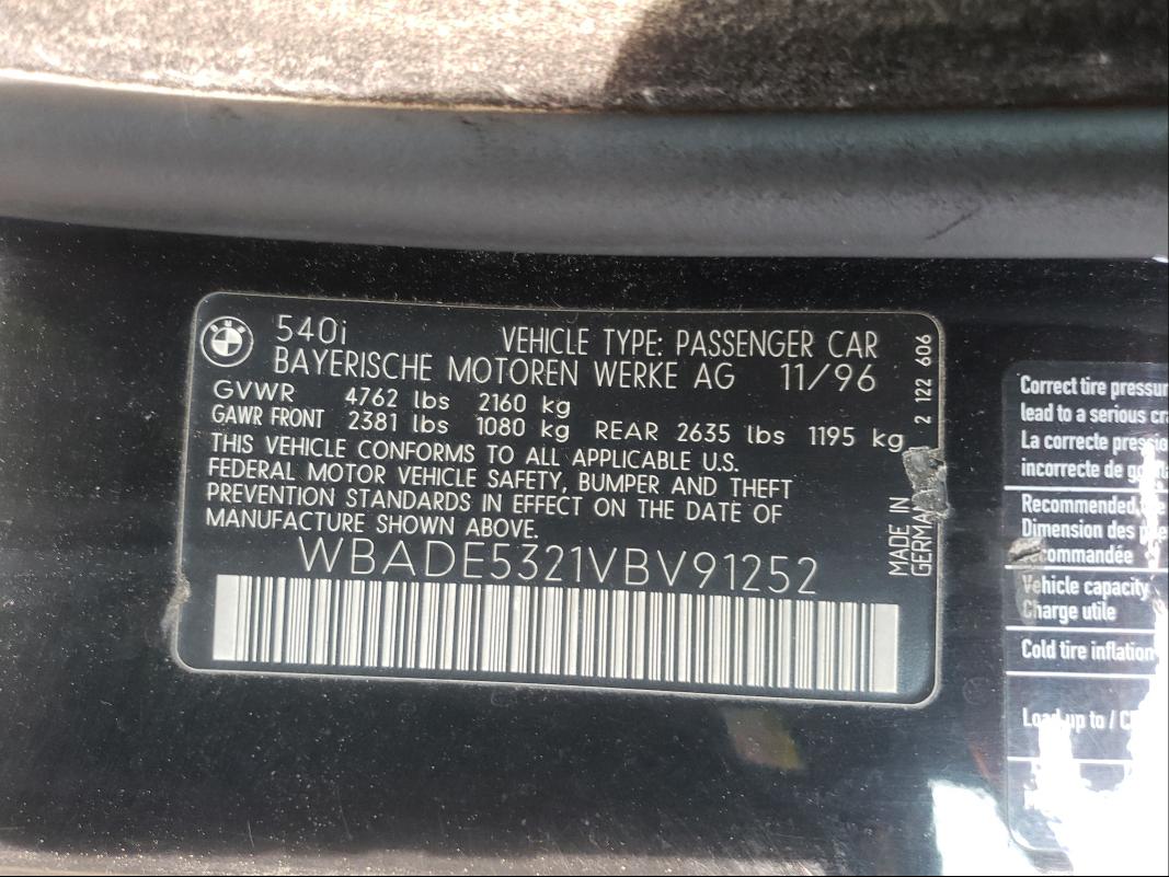 Photo 9 VIN: WBADE5321VBV91252 - BMW 540 I 