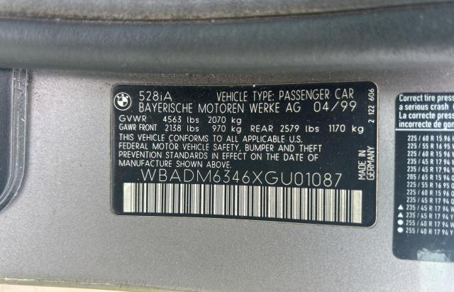 Photo 9 VIN: WBADM6346XGU01087 - BMW 528 I AUTO 