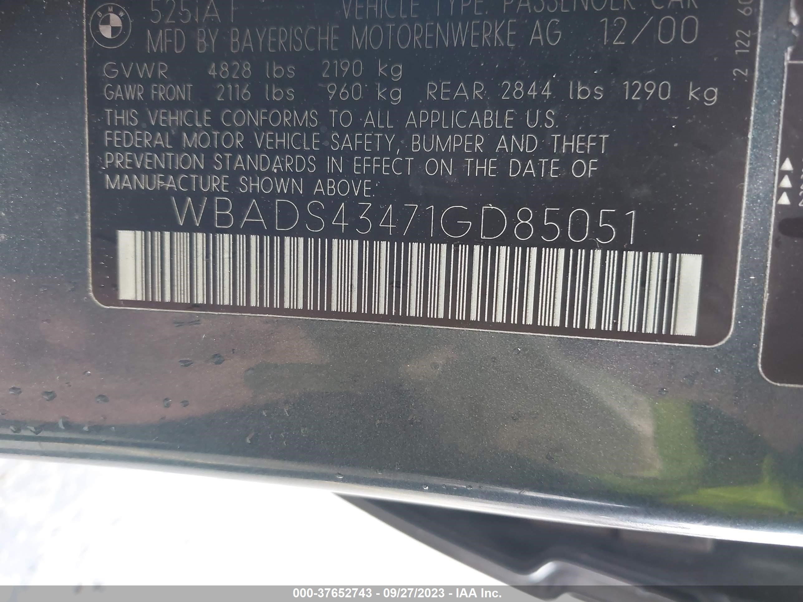 Photo 8 VIN: WBADS43471GD85051 - BMW 5ER 