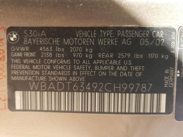 Photo 9 VIN: WBADT63492CH99787 - BMW 530I AUTOM 