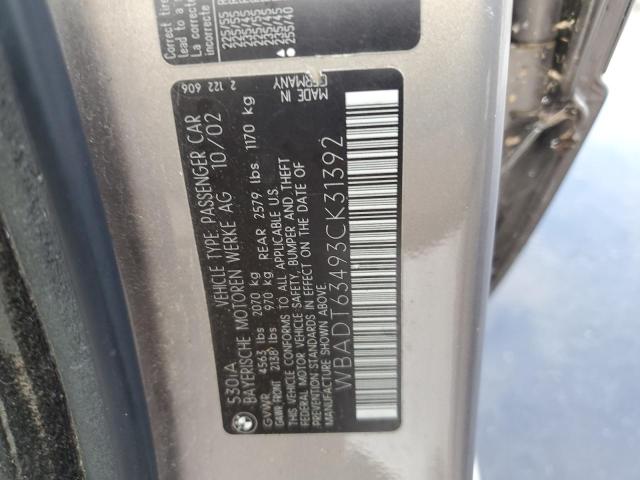 Photo 12 VIN: WBADT63493CK31392 - BMW 530 I AUTO 