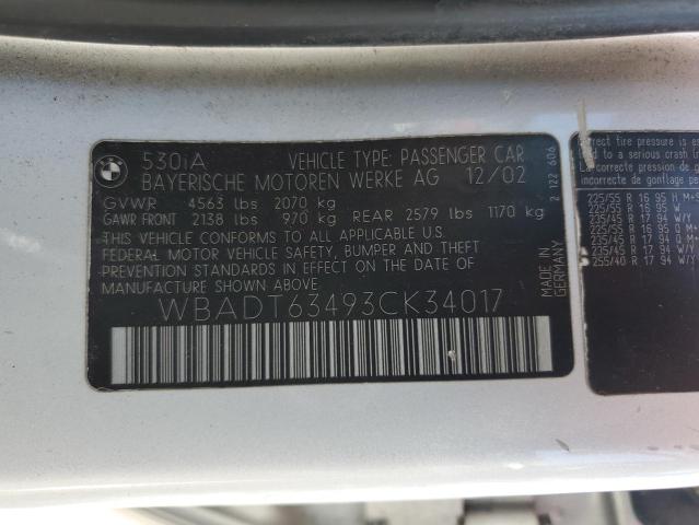 Photo 11 VIN: WBADT63493CK34017 - BMW 530 I AUTO 