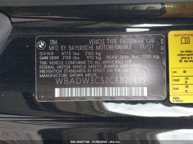 Photo 8 VIN: WBADW3C52CE822439 - BMW 328I 