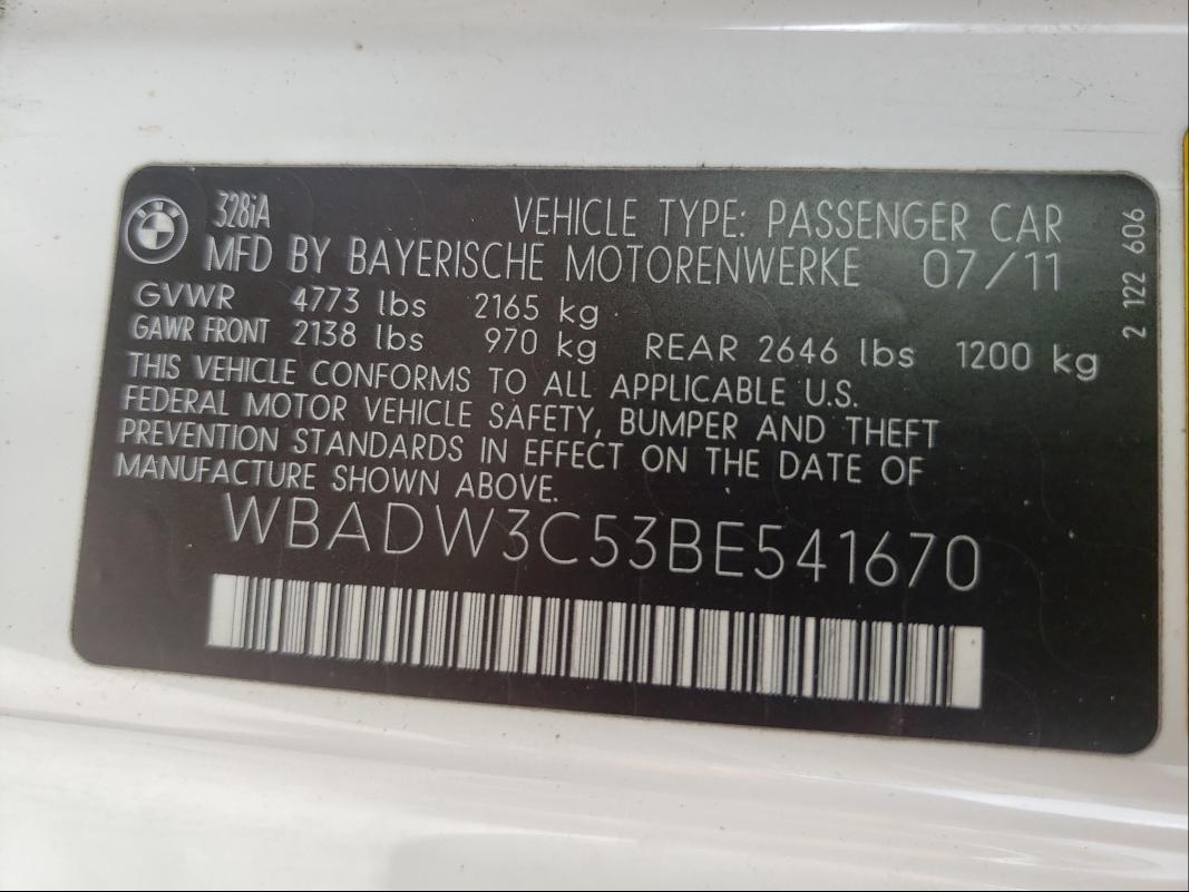 Photo 9 VIN: WBADW3C53BE541670 - BMW 328 I 