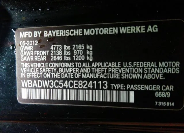 Photo 8 VIN: WBADW3C54CE824113 - BMW 3 SERIES 