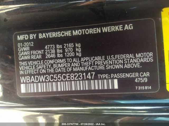 Photo 8 VIN: WBADW3C55CE823147 - BMW 3 SERIES 