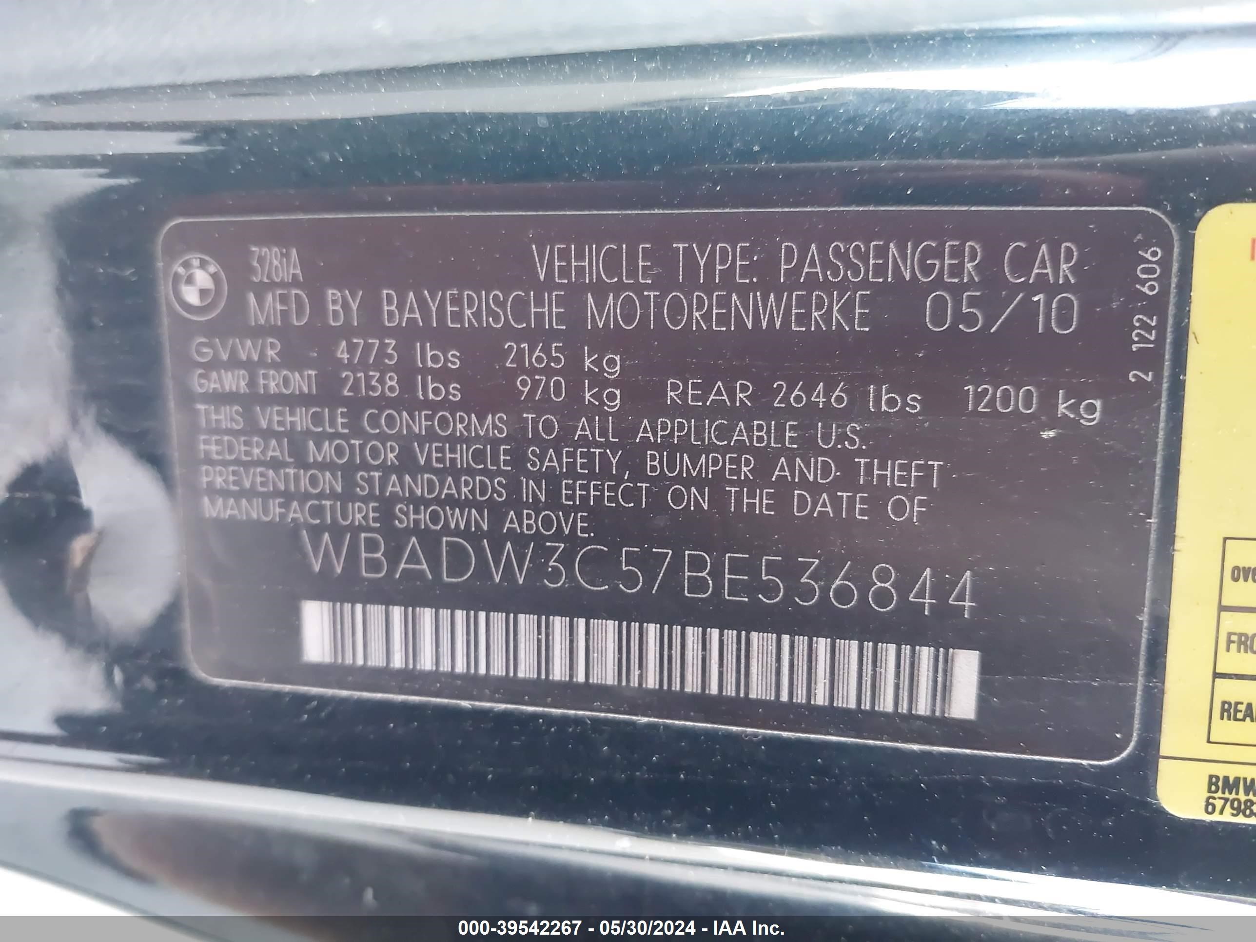 Photo 8 VIN: WBADW3C57BE536844 - BMW 3ER 