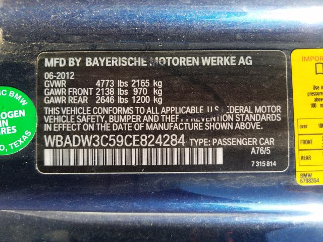 Photo 9 VIN: WBADW3C59CE824284 - BMW 328 I 