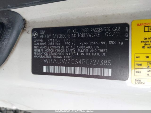 Photo 8 VIN: WBADW7C54BE727385 - BMW 328I 