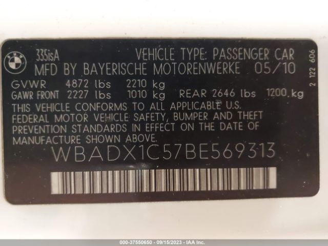 Photo 8 VIN: WBADX1C57BE569313 - BMW 335IS 