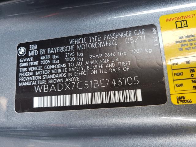 Photo 9 VIN: WBADX7C51BE743105 - BMW 335 I 