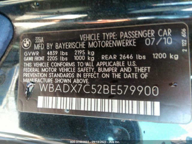 Photo 8 VIN: WBADX7C52BE579900 - BMW 335I 