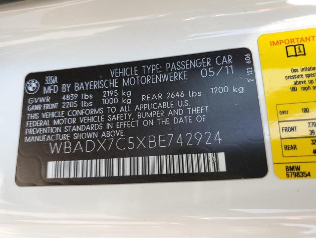 Photo 11 VIN: WBADX7C5XBE742924 - BMW 335 I 