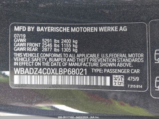 Photo 8 VIN: WBADZ4C0XLBP68021 - BMW 840I 