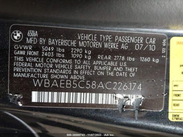 Photo 8 VIN: WBAEB5C58AC226174 - BMW 650I 