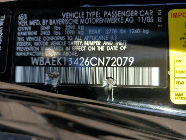 Photo 11 VIN: WBAEK13426CN72079 - BMW 6 SERIES 